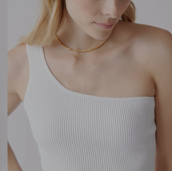 Cotton Citizen Crop Summer Top Sleeveless One Shoulder White Small Spandex - Picture 2 of 11